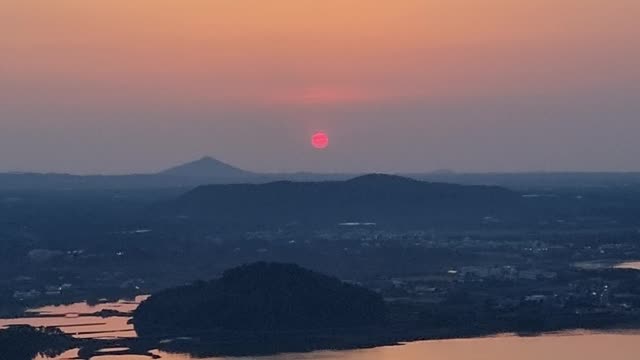 Sunset at Seongsan Ilchulbong Peak in Jeju Island