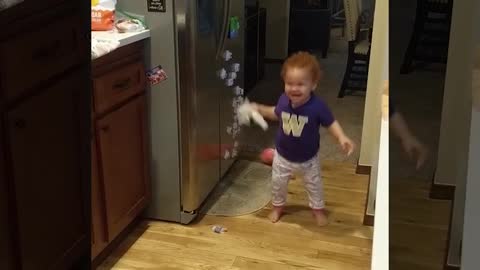 What happened when Baby open the fridge!!! Funny baby videos