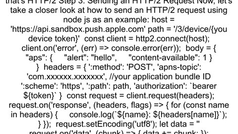 Axios Parse Error Expected HTTP when request against Apple Push Sandbox API