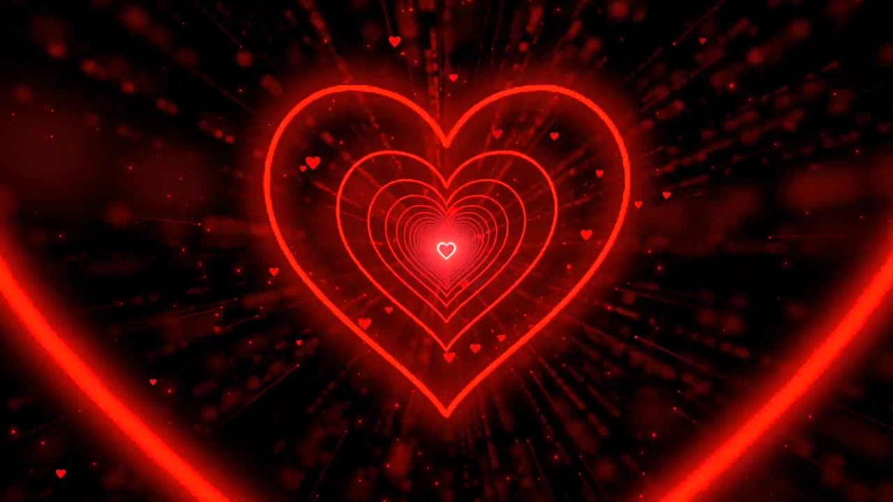 765. Heart Tunnel Background❤️Red Neon Heart Background Heart Heart