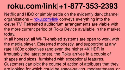 How to covenant roku device on roku.com/link|+1-877-353-2393