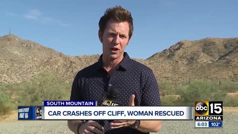 CAR CRASHES OFF OF A CLIFF, WOMAN GETS RESCUED