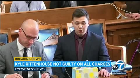 Kyle Rittenhouse's reaction as not guilty verdicts on all charges were announced in court l ABC7