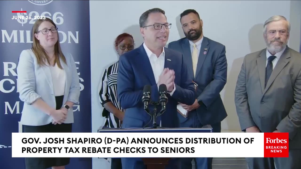 Gov. Josh Shapiro Announces The Sending Of Property Tax Rebate Checks To Pennsylvania Seniors