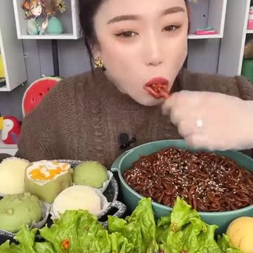 Eating Challenge ( 8 drumsticks, 5 mochi, 2 lb ghost pepper noodles) #asmr #food #shorts