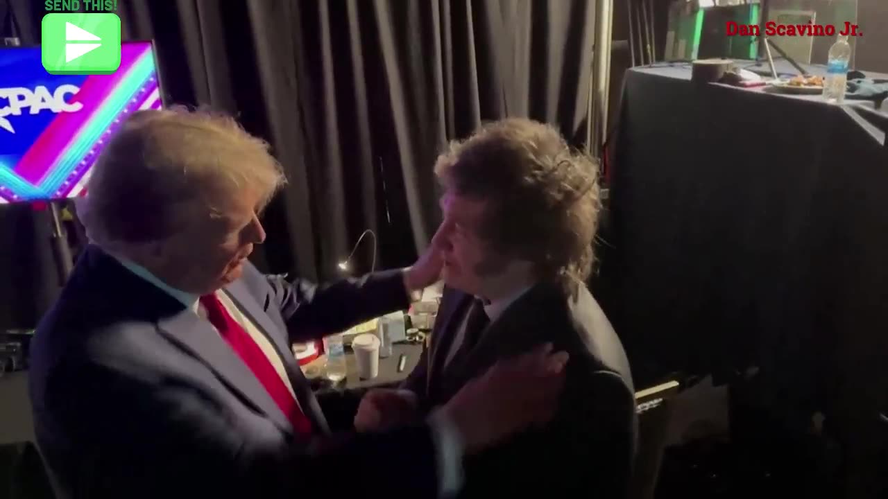 Javier Milei excitedly leaps into Donald Trump's arms during first in-person meeting