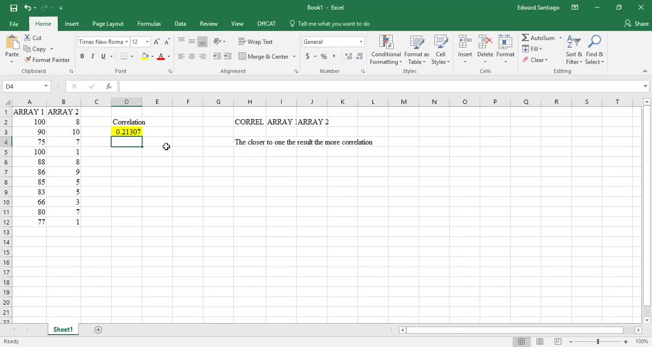 Microsoft Excel Tutorial - Correlation