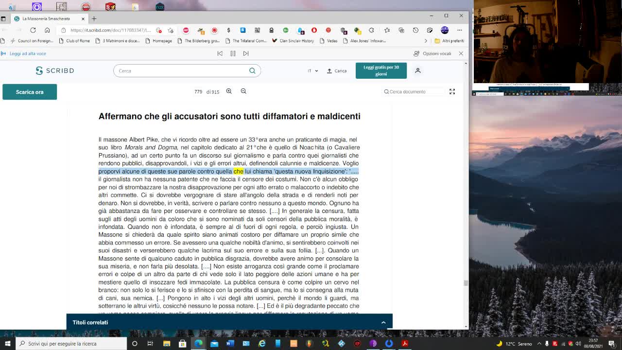 Lettura del libro del 2012 la Massoneria smascherata di Giacinto Butindaro parte 25