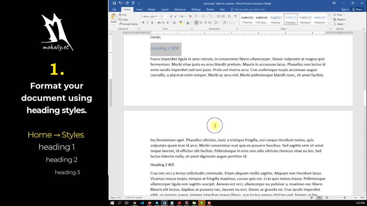 How to Add a Table of Contents in MS Word