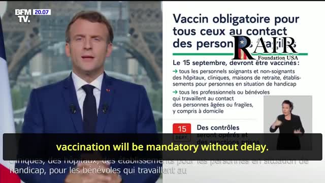 French President Emmanuel Macron: Compulsory Vaccination For Caregivers