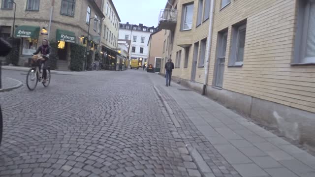 bike ride on cobblestone streets in skane