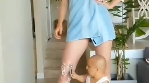 Beautiful ledy with small boy fun video.