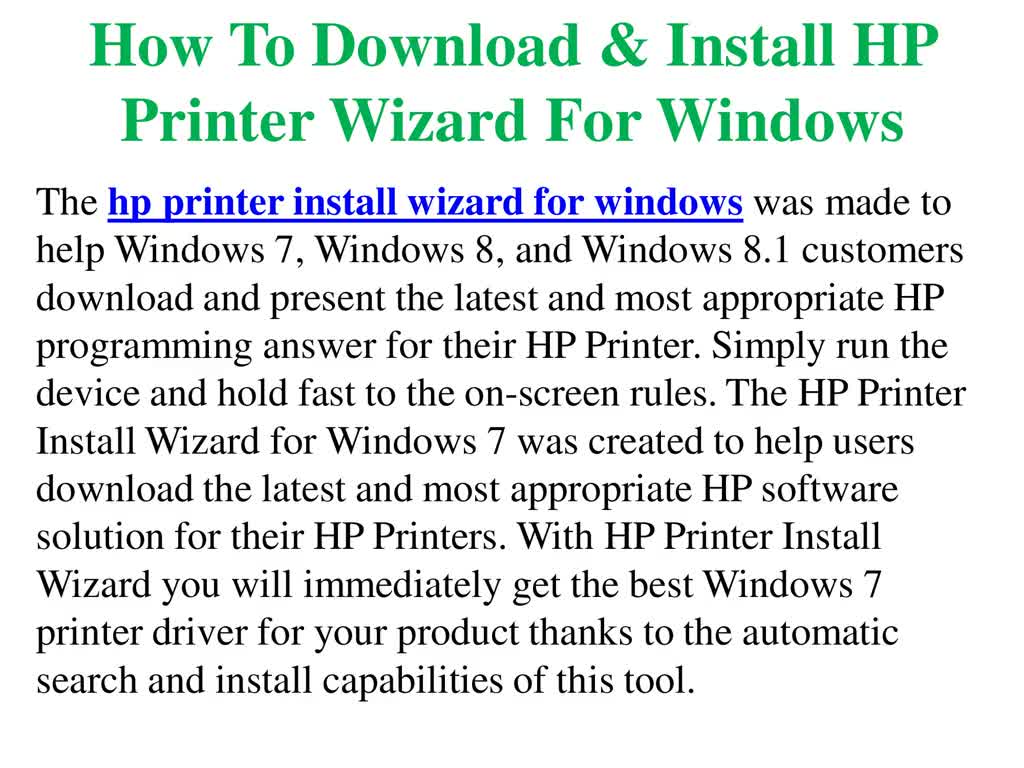 How To Download & Install HP Printer Wizard For Windows