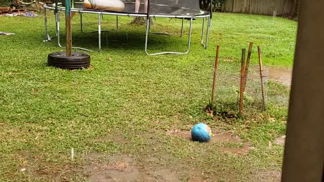 Playing in the rain