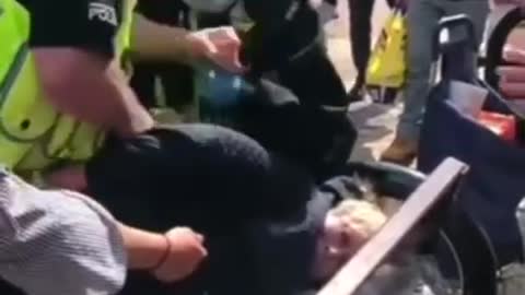 Elderly woman brutally manhandled and arrested