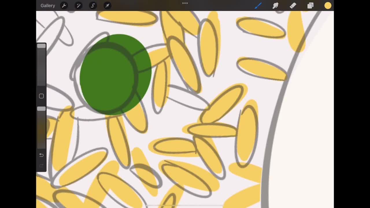 Draw Yellow Grains Of Rice