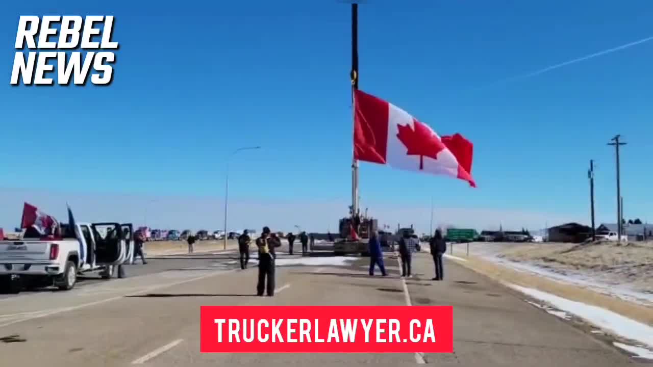 Massive Canadian Flag Raised in Coutts Alberta
