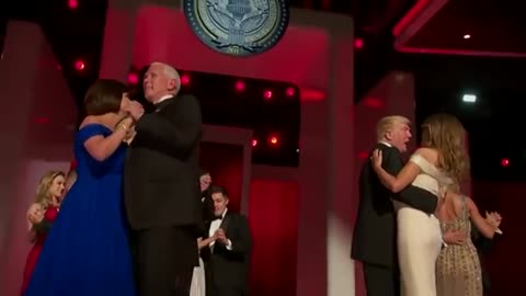 President Donald Trump and wife, Melania, dance at the inaugural ball