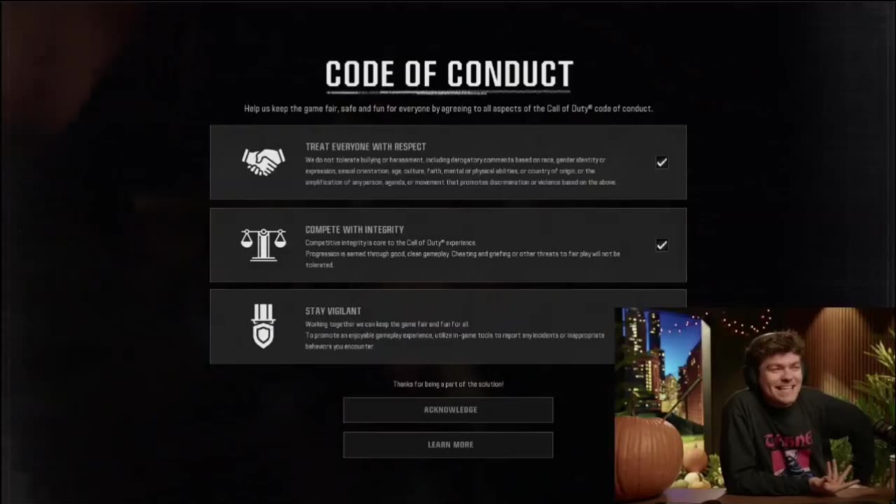 Nick Fuentes reading through the Code of Conduct on Call of Duty
