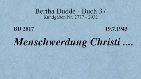 BD 2817 - MENSCHWERDUNG CHRISTI ....