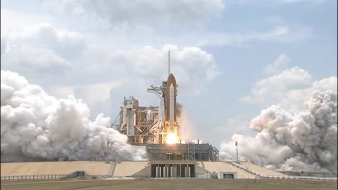 The rocket is launched into space