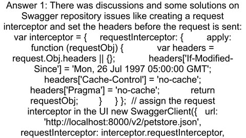 How to disable caching in Swagger UI