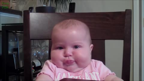 Cute chubby baby making funny noises