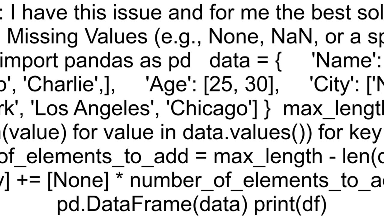 Python Pandas quotAll arrays must be of the same lengthquot Problem