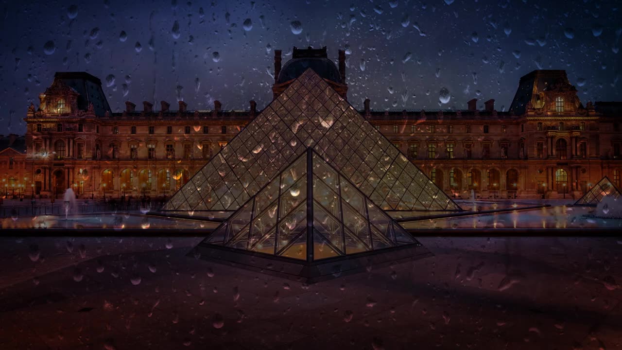 🌧 Rain Sound for Relaxing Night, Instantly Fall Asleep, Meditation [ASMR] 🎧 Paris (Louvre), France