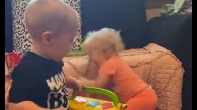 Babies Fight Over Toys