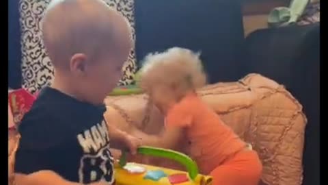 Babies Fight Over Toys