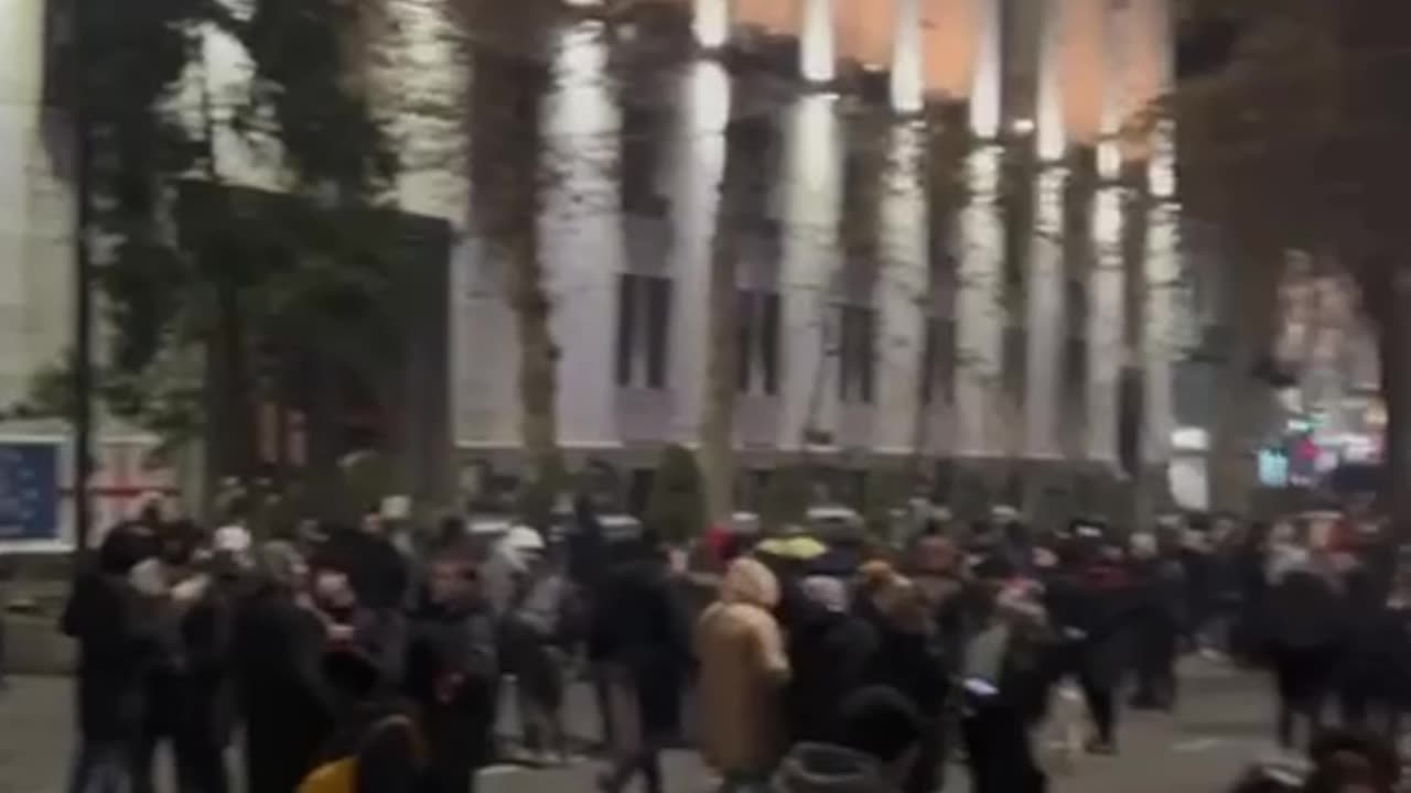 🇬🇪 12th day of protests in Georgia. 🎄 A Christmas tree was seen, on which