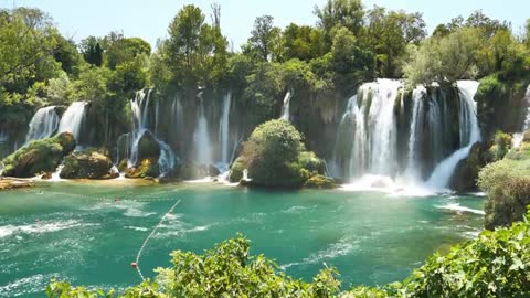 lots of waterfalls with a big river