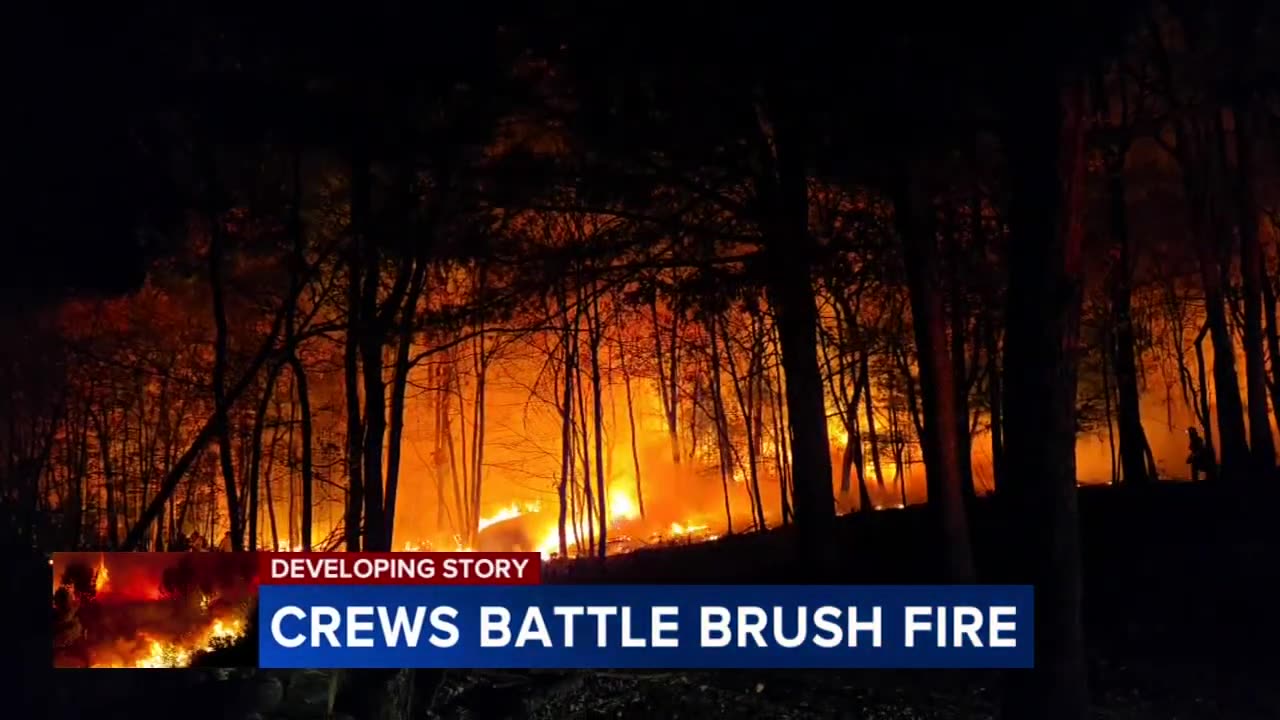 Raging brush fire on Blue Mountain expected to burn for several more days in Northampton County, Pa.