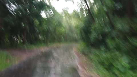 Bike ride in a rainy day on Chittagong University campus