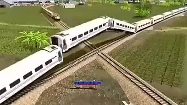 Funny animation with train crossing