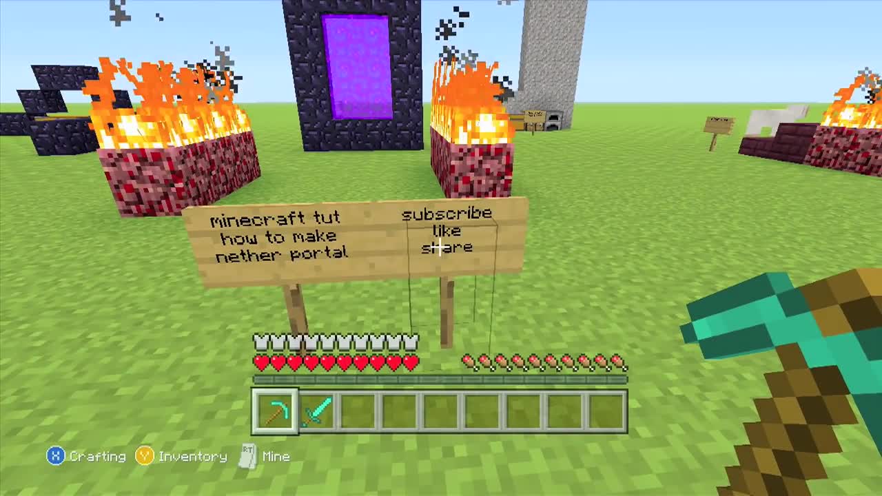 How to make a nether portal in minecraft; Creative and survival mode