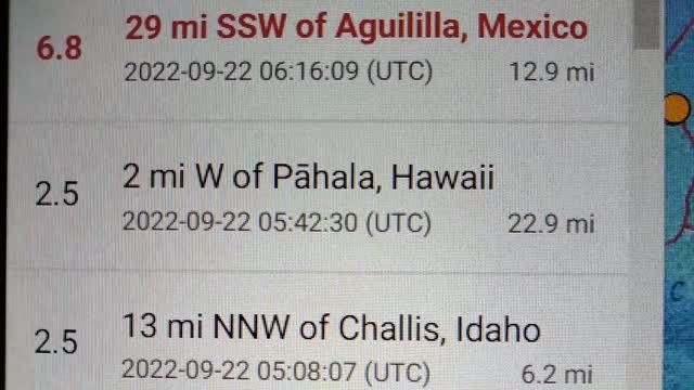 7.0 Earthquake Mexico Downgraded to a 6.8. 9/22/2022