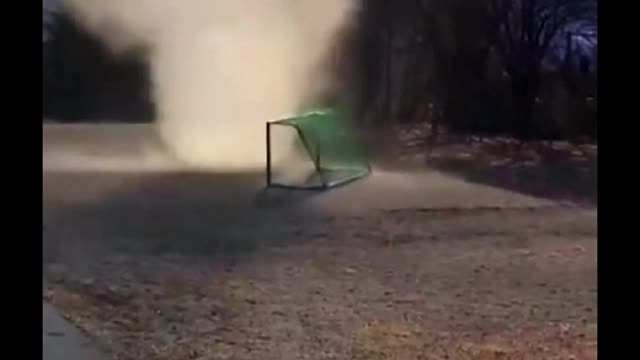 A tornado on the school grounds