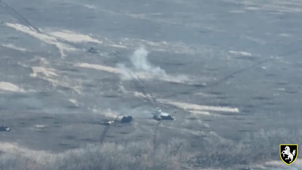 Ukrainian Tanks Destroy a Russian Column