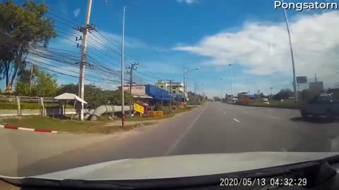 Blown Tire Leads to Lumber Truck Tip Over