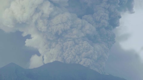 An Erupting Volcano Spewing Volcanic Ash Into the Air