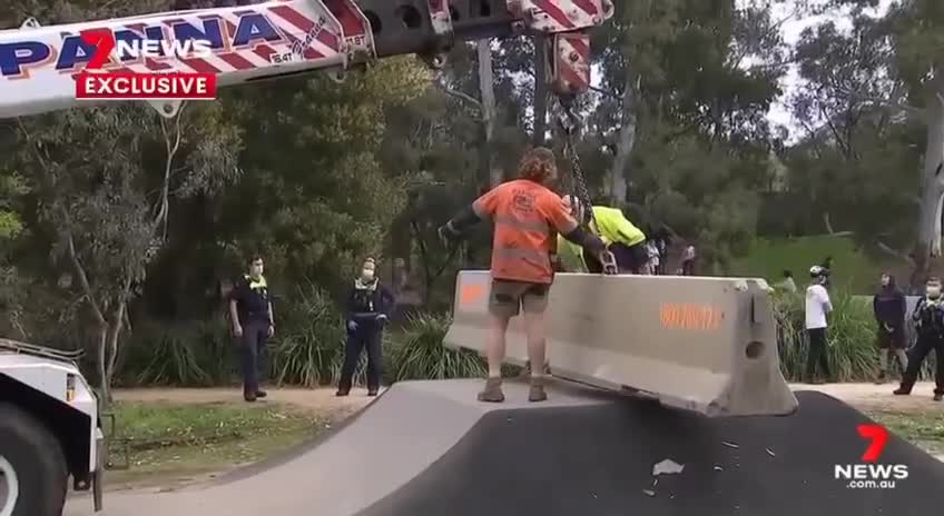 Clown World-Vic Cops Barricade Skate Park