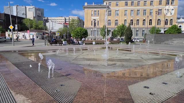 Slow motion fountain with classic music