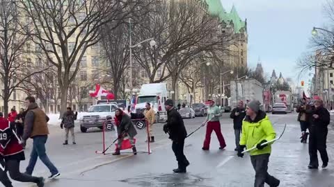 Freedom truckers playing hockey 🏒