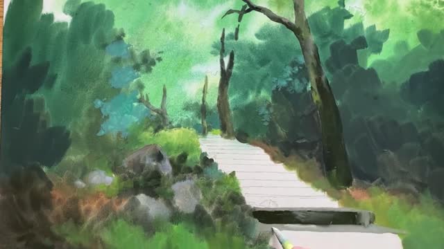 Have you ever seen a summer forest? Teach you to draw a picture of a summer forest. "