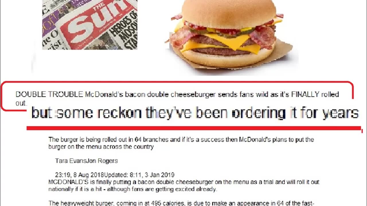 Mandela Effect McDonalds bacon double cheeseburger
