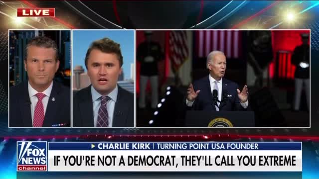 Charlie Kirk REACTION to mentions of Biden's speech