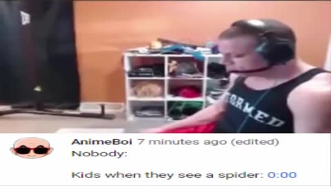 Kids when they see a spider _ Tyler1 meme