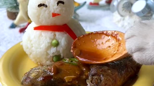 Chef Cat Cooking : The Cat Loves Braised fish Too Much! | Easy Fish Recipe |